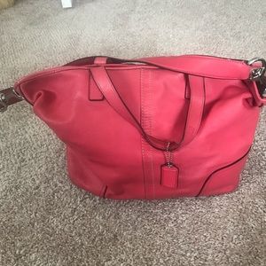 coach hadley duffle F27728 pink/ strawberry leather